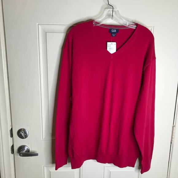 Cutter & Buck Thin Knit V-Neck Sweater Wildfire NEW ~ Size 1XB - Picture 1 of 5